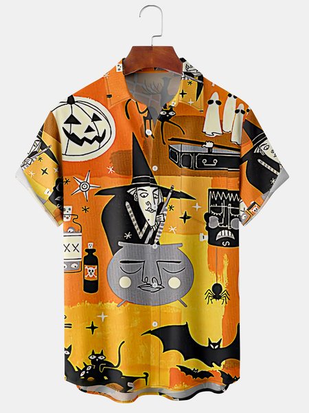 Men's Halloween Printed Casual Fabric Lapel Short Sleeve Hawaiian Shirt, Yellow, Men's Floral shirt
Men's Halloween Printed Casual Fabric Lapel Short Sleeve Hawaiian Shirt, Yellow, Men's Floral shirt