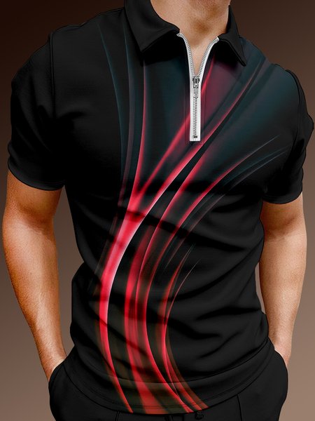 Casual Art Series 3D Gradient Geometric Stripe Element Pattern Lapel Short Sleeve Polo Print Top, Black, Polos
Casual Art Series 3D Gradient Geometric Stripe Element Pattern Lapel Short Sleeve Polo Print Top, Black, Polos