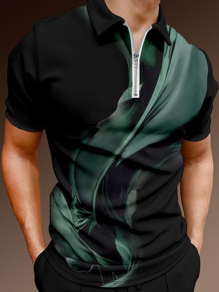 Casual Art Series 3D Gradient Geometric Stripe Element Pattern Lapel Short Sleeve Polo Print Top, Black, Polos
Casual Art Series 3D Gradient Geometric Stripe Element Pattern Lapel Short Sleeve Polo Print Top, Black, Polos