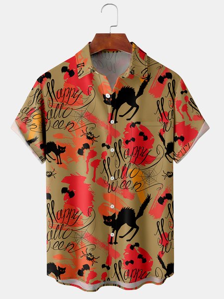 Men's Halloween Cat Print Casual Breathable Short Sleeve Shirt, Khaki, Men's Floral shirt
Men's Halloween Cat Print Casual Breathable Short Sleeve Shirt, Khaki, Men's Floral shirt
