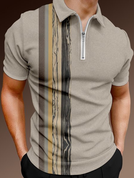 Casual Art Collection Geometric Stripe Pattern Lapel Short Sleeve Polo Print Top, Khaki, Men's t-shirts
Casual Art Collection Geometric Stripe Pattern Lapel Short Sleeve Polo Print Top, Khaki, Men's t-shirts