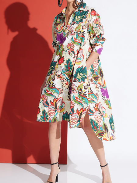 Summer A-Line No Elasticity V neck Elegant Daily Dresses, Multicolor, Midi Dresses