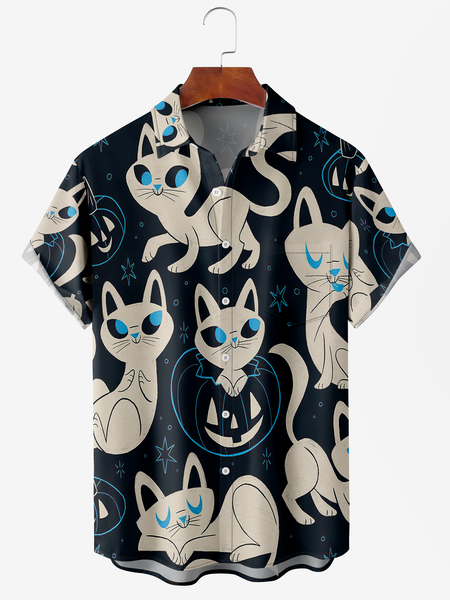 Men's Pumpkin Cat Print Wrinkle Resistant Moisture Wicking Fabric Lapel Short Sleeve Hawaiian Shirt, Black, Men's Floral shirt
Men's Pumpkin Cat Print Wrinkle Resistant Moisture Wicking Fabric Lapel Short Sleeve Hawaiian Shirt, Black, Men's Floral shirt