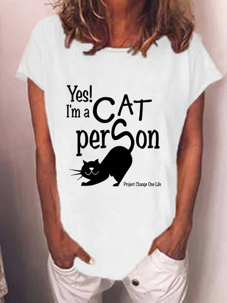 Women Cute Cat Printing Casual Cotton-Blend Animal T-Shirt, White, T-shirts
Women Cute Cat Printing Casual Cotton-Blend Animal T-Shirt, White, T-shirts