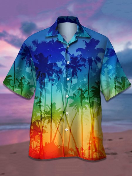 Men's Gradient Coconut Tree Graphic Print Short Sleeve Shirt, Blue, Men's Floral shirt
Men's Gradient Coconut Tree Graphic Print Short Sleeve Shirt, Blue, Men's Floral shirt