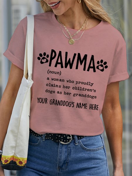 Funny Dog Lover Saying Pawma Cotton Simple T-Shirt, Pink, T-shirts