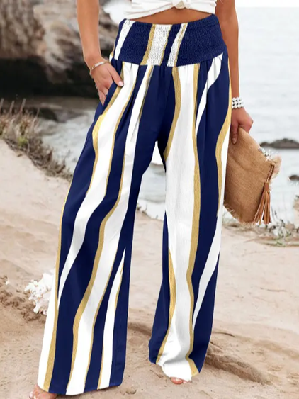 Loose Casual Geometric Casual Pants, Multicolor, Pants