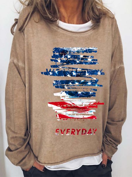 Women American Flag Printing Loose Crew Neck Casual Sweatshirts, Khaki, Hoodies&Sweatshirts
Women American Flag Printing Loose Crew Neck Casual Sweatshirts, Khaki, Hoodies&Sweatshirts