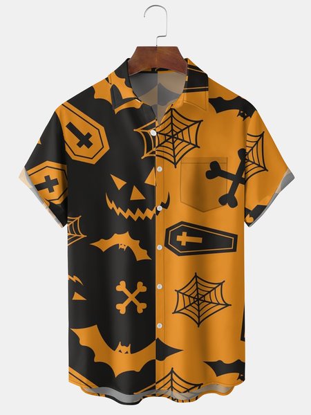 Mens Funky Halloween Print Front Buttons Soft Breathable Chest Pocket Casual Hawaiian Shirts, Orange, Men's Floral shirt
Mens Funky Halloween Print Front Buttons Soft Breathable Chest Pocket Casual Hawaiian Shirts, Orange, Men's Floral shirt