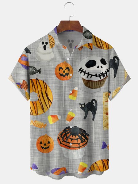 Mens Retro Halloween Print Front Buttons Soft Breathable Chest Pocket Casual Hawaiian Shirts, Gray, Men's Floral shirt
Mens Retro Halloween Print Front Buttons Soft Breathable Chest Pocket Casual Hawaiian Shirts, Gray, Men's Floral shirt
