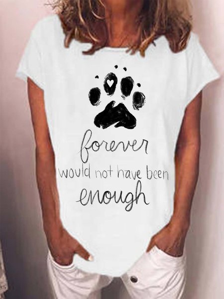 Women Dog Animal Printing Casual Cotton-Blend T-Shirt, White, T-shirts
