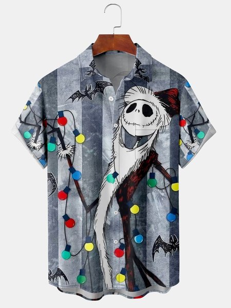 Men's Halloween Print Casual Short Sleeve Hawaiian Shirt with Chest Pocket, Grey-blue, Men's Floral shirt
Men's Halloween Print Casual Short Sleeve Hawaiian Shirt with Chest Pocket, Grey-blue, Men's Floral shirt