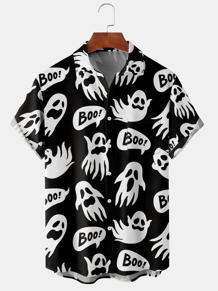 Men's Halloween Ghost Print Casual Short Sleeve Hawaiian Shirt with Chest Pocket, Black, Men's Floral shirt
Men's Halloween Ghost Print Casual Short Sleeve Hawaiian Shirt with Chest Pocket, Black, Men's Floral shirt