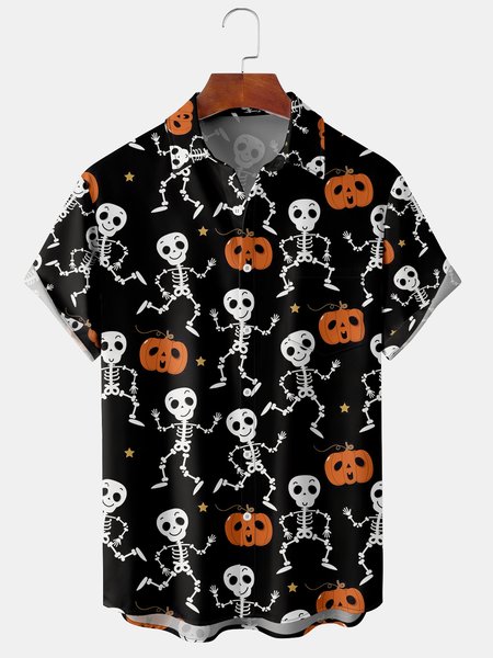 Men's Halloween Skull Print Short Sleeve Hawaiian Shirt with Chest Pocket, Black, Men's Floral shirt
Men's Halloween Skull Print Short Sleeve Hawaiian Shirt with Chest Pocket, Black, Men's Floral shirt