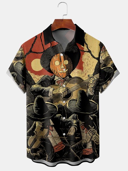 Men's Halloween Print Casual Short Sleeve Hawaiian Shirt with Chest Pocket, Black, Men's Floral shirt
Men's Halloween Print Casual Short Sleeve Hawaiian Shirt with Chest Pocket, Black, Men's Floral shirt