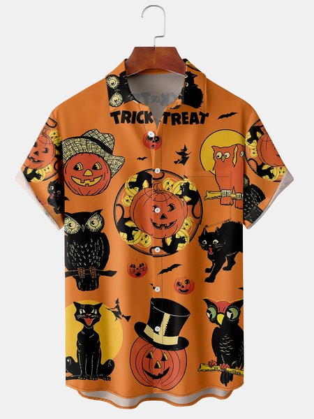 Men's Halloween Print Short Sleeve Hawaiian Shirt with Chest Pocket, Orange, Men's Floral shirt
Men's Halloween Print Short Sleeve Hawaiian Shirt with Chest Pocket, Orange, Men's Floral shirt