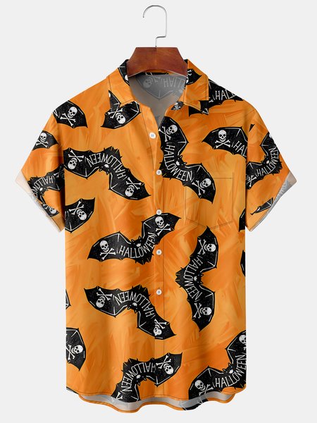 Men's Halloween Bat Print Short Sleeve Hawaiian Shirt with Chest Pocket, Orange, Men's Floral shirt
Men's Halloween Bat Print Short Sleeve Hawaiian Shirt with Chest Pocket, Orange, Men's Floral shirt