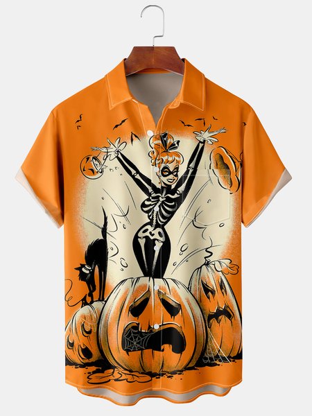 Men's Halloween Pumpkin Print Short Sleeve Hawaiian Shirt with Breast Pocket, Orange, Men's Floral shirt
Men's Halloween Pumpkin Print Short Sleeve Hawaiian Shirt with Breast Pocket, Orange, Men's Floral shirt