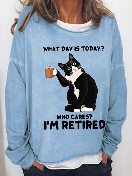 Women Cat Printing Loose Text Letters Casual Sweatshirts, Light blue, Hoodies&Sweatshirts
Women Cat Printing Loose Text Letters Casual Sweatshirts, Light blue, Hoodies&Sweatshirts