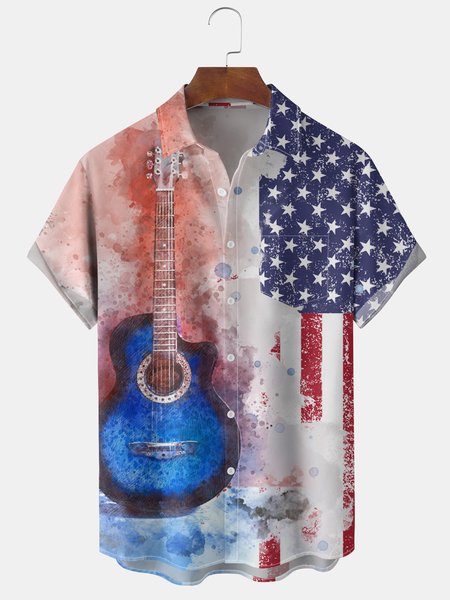 Men's American Flag and Guitar Graphic Print Short Sleeve Shirt, Blue, Men's Floral shirt
Men's American Flag and Guitar Graphic Print Short Sleeve Shirt, Blue, Men's Floral shirt