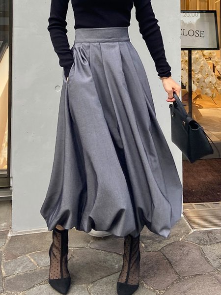 Urban Pleated Plain Skirt, Gray, Skirts
