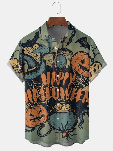 Halloween Men's Floral Shirt Shirt Collar Polyester Fibre Casual, Green, Men's Floral shirt
Halloween Men's Floral Shirt Shirt Collar Polyester Fibre Casual, Green, Men's Floral shirt