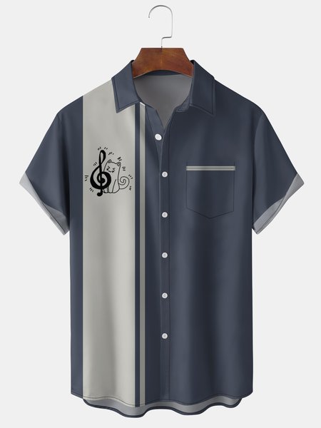 Men's Music Notes and Cat Element Graphic Print Short Sleeve Shirt, Blue, Men's Floral shirt
Men's Music Notes and Cat Element Graphic Print Short Sleeve Shirt, Blue, Men's Floral shirt