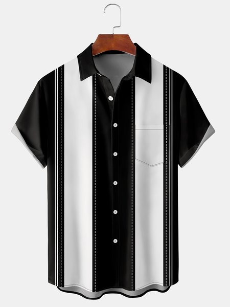 Mens 50s Geo Print Front Buttons Soft Breathable Chest Pocket Casual Bowling Shirts, Black, Men's Floral shirt
Mens 50s Geo Print Front Buttons Soft Breathable Chest Pocket Casual Bowling Shirts, Black, Men's Floral shirt