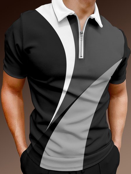 Casual Art Collection Geometric Color Block Pattern Lapel Short Sleeve Polo Print Top, Black, Men's t-shirts
Casual Art Collection Geometric Color Block Pattern Lapel Short Sleeve Polo Print Top, Black, Men's t-shirts