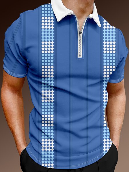Casual Art Collection Geometric Stripes Color Block Pattern Lapel Short Sleeve Polo Print Top, Blue, Polos
Casual Art Collection Geometric Stripes Color Block Pattern Lapel Short Sleeve Polo Print Top, Blue, Polos