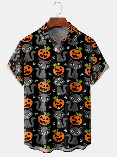Men's Halloween Cat Print Short Sleeve Hawaiian Shirt with Chest Pocket, Black, Men's Floral shirt
Men's Halloween Cat Print Short Sleeve Hawaiian Shirt with Chest Pocket, Black, Men's Floral shirt