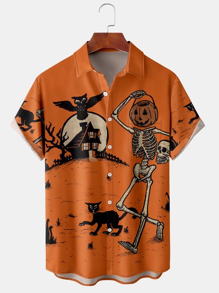 Men's Halloween Print Short Sleeve Hawaiian Shirt with Chest Pocket, Orange, Men's Floral shirt
Men's Halloween Print Short Sleeve Hawaiian Shirt with Chest Pocket, Orange, Men's Floral shirt