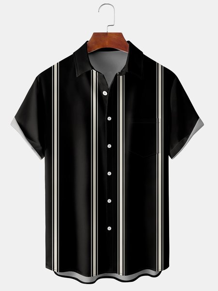 Mens Striped Print Front Buttons Soft Breathable Chest Pocket Casual Bowling Shirts, Black, Men's Floral shirt
Mens Striped Print Front Buttons Soft Breathable Chest Pocket Casual Bowling Shirts, Black, Men's Floral shirt