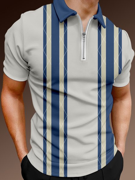 Casual Art Collection Geometric Stripes Color Block Pattern Lapel Short Sleeve Polo Print Top, White-gray, Men's t-shirts
Casual Art Collection Geometric Stripes Color Block Pattern Lapel Short Sleeve Polo Print Top, White-gray, Men's t-shirts