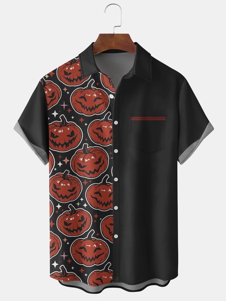 Men's Halloween Pumpkin Graphic Print Short Sleeve Shirt, Black, Men's Floral shirt
Men's Halloween Pumpkin Graphic Print Short Sleeve Shirt, Black, Men's Floral shirt