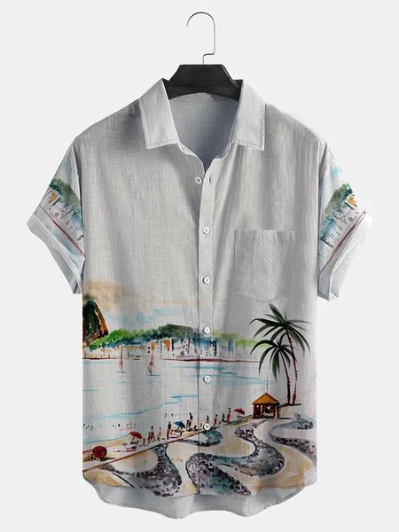 Cotton And Linen Holiday Leisure Short-sleeved Shirt, As picture, Men's Floral shirt
Cotton And Linen Holiday Leisure Short-sleeved Shirt, As picture, Men's Floral shirt