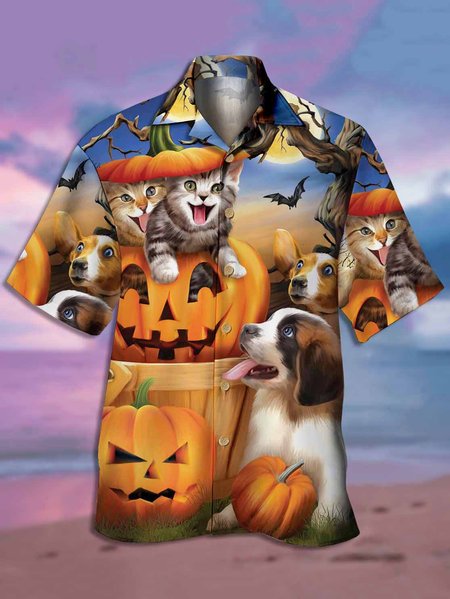 Men's Halloween Print Casual Short Sleeve Hawaiian Shirt, Orange, Men's Floral shirt
Men's Halloween Print Casual Short Sleeve Hawaiian Shirt, Orange, Men's Floral shirt