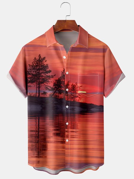 Holiday Hawaiian Collection Sunset Landscape Gradient Element Pattern Lapel Short Sleeve Print Shirt Top, Red, Men's Floral shirt
Holiday Hawaiian Collection Sunset Landscape Gradient Element Pattern Lapel Short Sleeve Print Shirt Top, Red, Men's Floral shirt