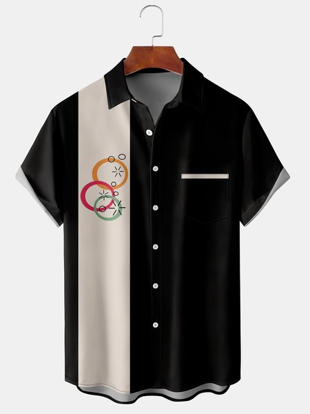 Casual Art Collection Medieval Stripe Geometric Color Block Pattern Lapel Short Sleeve Shirt Print Top, Black, Men's Floral shirt
Casual Art Collection Medieval Stripe Geometric Color Block Pattern Lapel Short Sleeve Shirt Print Top, Black, Men's Floral shirt