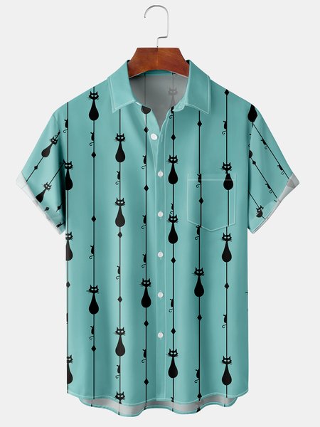 Casual Style Natural Series Geometric Striped Cat And Mouse Element Pattern Lapel Short-Sleeved Shirt Print Top, Green, Shirts & Blouse
Casual Style Natural Series Geometric Striped Cat And Mouse Element Pattern Lapel Short-Sleeved Shirt Print Top, Green, Shirts & Blouse