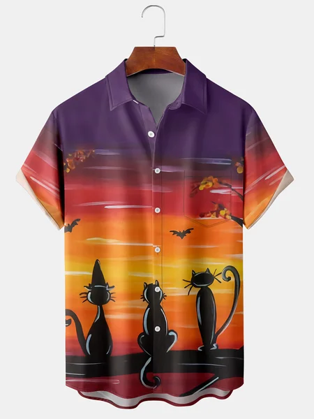Casual Style Natural Series Gradient Color Floral Cat Element Pattern Lapel Short-Sleeved Shirt Print Top, Multicolor, Shirts & Blouse
Casual Style Natural Series Gradient Color Floral Cat Element Pattern Lapel Short-Sleeved Shirt Print Top, Multicolor, Shirts & Blouse