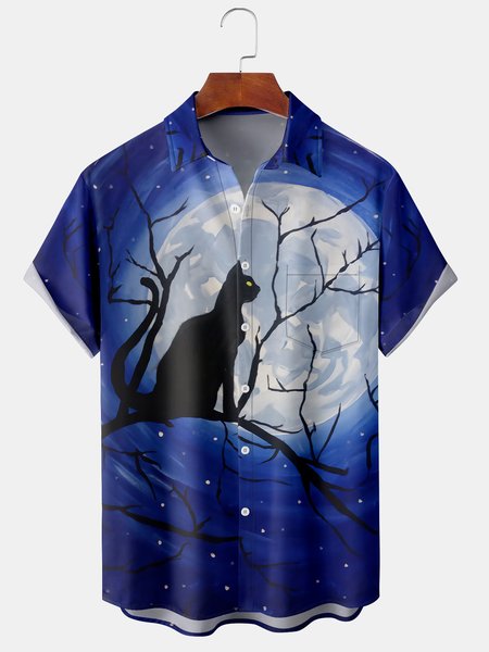 Men's Halloween Retro Geometric Cat Print Casual Breathable Short Sleeve Shirt, Blue, Men's Floral shirt
Men's Halloween Retro Geometric Cat Print Casual Breathable Short Sleeve Shirt, Blue, Men's Floral shirt