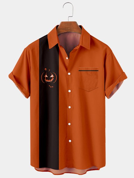 Men's Halloween Pumpkin Print Casual Breathable Short Sleeve Shirt, Orange, Men's Floral shirt
Men's Halloween Pumpkin Print Casual Breathable Short Sleeve Shirt, Orange, Men's Floral shirt