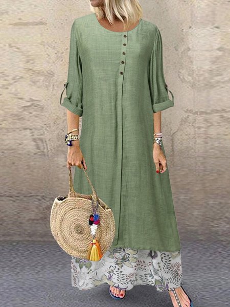 Printed fake two piece long dress with buttoned tree leaf flower plus size, Green, Maxi Dresses
Printed fake two piece long dress with buttoned tree leaf flower plus size, Green, Maxi Dresses