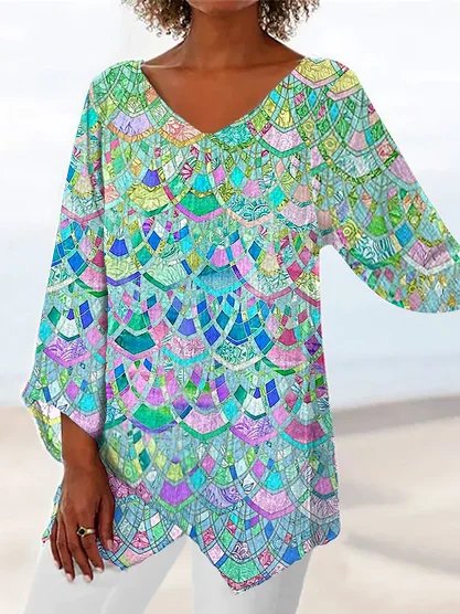 JFN V Neck Irregular Hem Casual Geometric Regular Fit Long Sleeve Tunic Top, Multicolor, Shirts & Blouses
JFN V Neck Irregular Hem Casual Geometric Regular Fit Long Sleeve Tunic Top, Multicolor, Shirts & Blouses