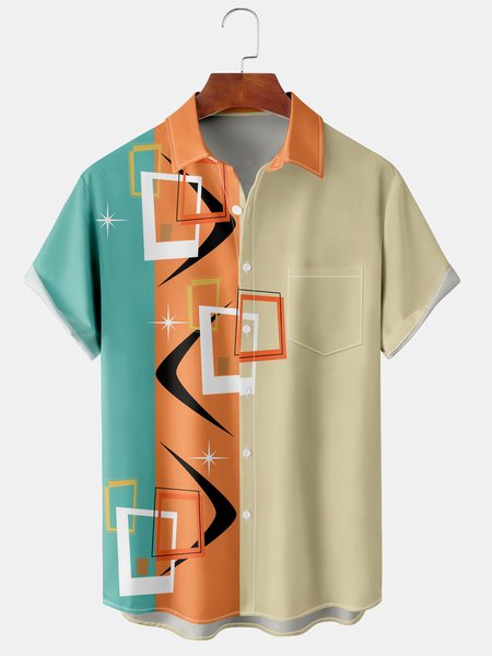 Casual Art Collection Geometric Stripes Color Block Pattern Lapel Short Sleeve Chest Pocket Shirt Print Top, Light khaki, Men's Floral shirt
Casual Art Collection Geometric Stripes Color Block Pattern Lapel Short Sleeve Chest Pocket Shirt Print Top, Light khaki, Men's Floral shirt