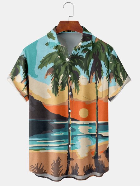 Men's Coconut Tree Print Casual Short Sleeve Shirt with Chest Pocket, Blue, Short Sleeve Shirts
Men's Coconut Tree Print Casual Short Sleeve Shirt with Chest Pocket, Blue, Short Sleeve Shirts