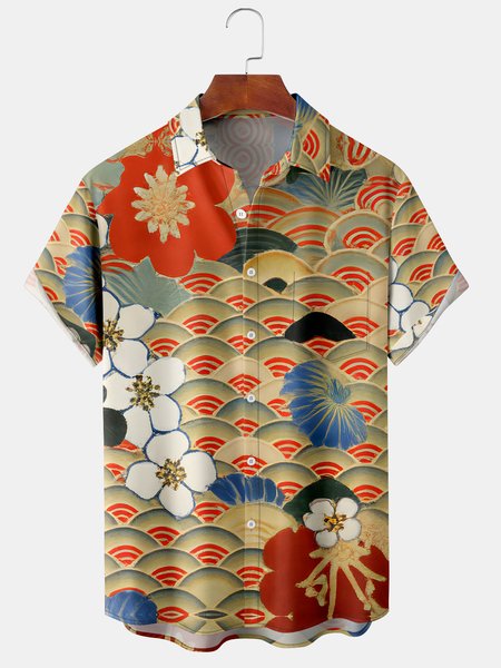 Mens Japanese Ukiyoe Print Front Buttons Soft Breathable Chest Pocket Casual Hawaiian Shirts, Khaki, Men's Floral shirt
Mens Japanese Ukiyoe Print Front Buttons Soft Breathable Chest Pocket Casual Hawaiian Shirts, Khaki, Men's Floral shirt
