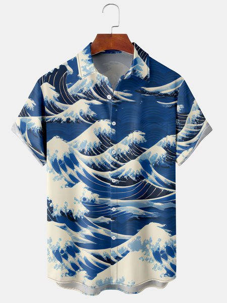 Mens Japanese Ukiyoe Wave Print Front Buttons Soft Breathable Chest Pocket Casual Hawaiian Shirts, Blue, Men's Floral shirt
Mens Japanese Ukiyoe Wave Print Front Buttons Soft Breathable Chest Pocket Casual Hawaiian Shirts, Blue, Men's Floral shirt