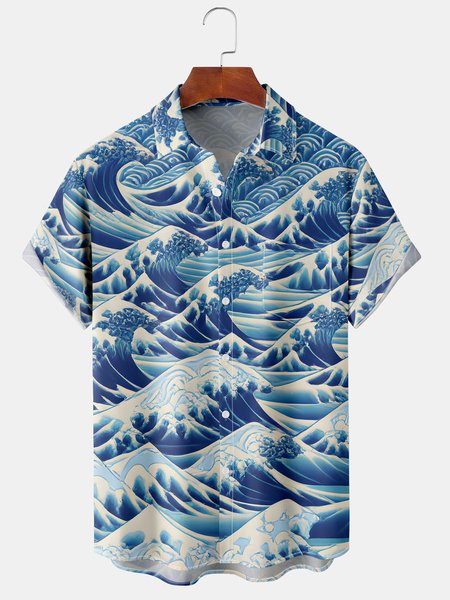 Mens Japanese Ukiyoe Wave Print Front Buttons Soft Breathable Chest Pocket Casual Hawaiian Shirts, Blue, Men's Floral shirt
Mens Japanese Ukiyoe Wave Print Front Buttons Soft Breathable Chest Pocket Casual Hawaiian Shirts, Blue, Men's Floral shirt